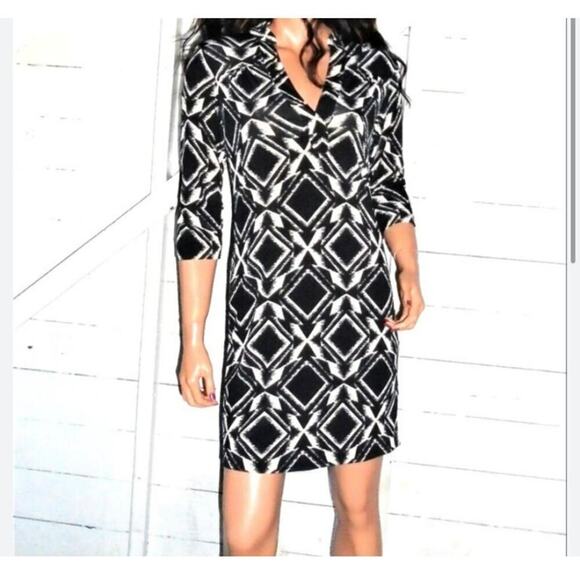 Banana Republic V Neck Patterned Dress Size XS - Picture 1 of 6